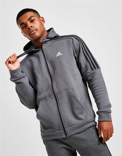 adidas zip hoodie schwarz weiß|adidas zip hoodie men grey.